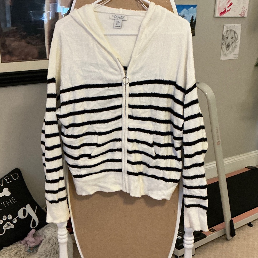 Rachel Zoe Monochrome Striped Hoodie